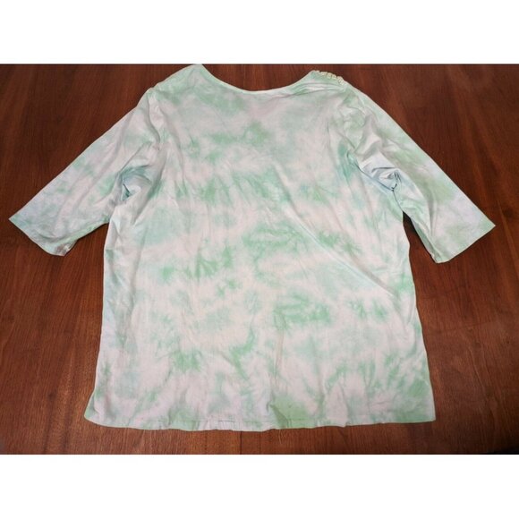 Ulla Popken Womens Plus Tunic Top Embroidered Mint Green Beach Resort Boho 22/24 - Picture 4 of 4